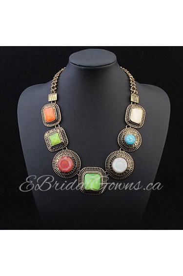 Great Circle Square Jewels Exaggeration Necklace