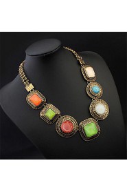 Great Circle Square Jewels Exaggeration Necklace