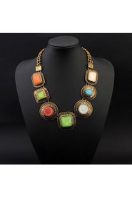 Great Circle Square Jewels Exaggeration Necklace