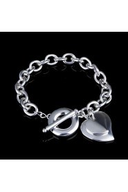 Fashion Sterling Silver Heart Dangle Women's Bracelet