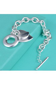 Fashion Sterling Silver Heart Dangle Women's Bracelet