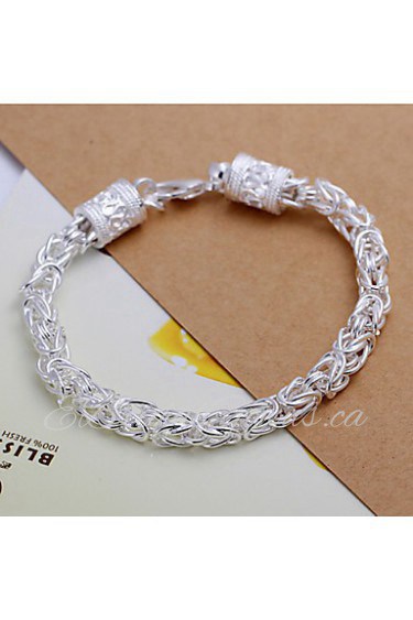 Siver Plated Round Copper Chain Bracelet