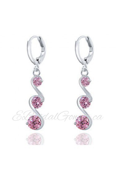 High-end Crystal Transparent Zircon Long Section Earrings