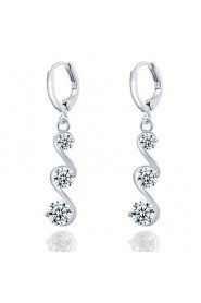 High-end Crystal Transparent Zircon Long Section Earrings