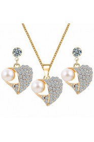 Heart Pearl Crystal Fashion Exquisite Dinner With A Valentine's Day Gift Jewelry Set