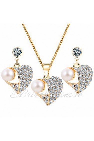 Heart Pearl Crystal Fashion Exquisite Dinner With A Valentine's Day Gift Jewelry Set