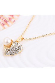 Heart Pearl Crystal Fashion Exquisite Dinner With A Valentine's Day Gift Jewelry Set