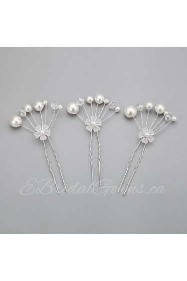Imitation Pearls Wedding/Special Occasion Hairpins (Set of 3)