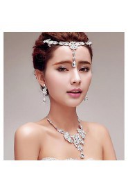 Gorgeous Rhinestones Titanium Jewelry Sets/Necklace with Earrings with Head piece