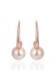 Unique Rose Gold Plated Round Pearl Earrings(More Colors)