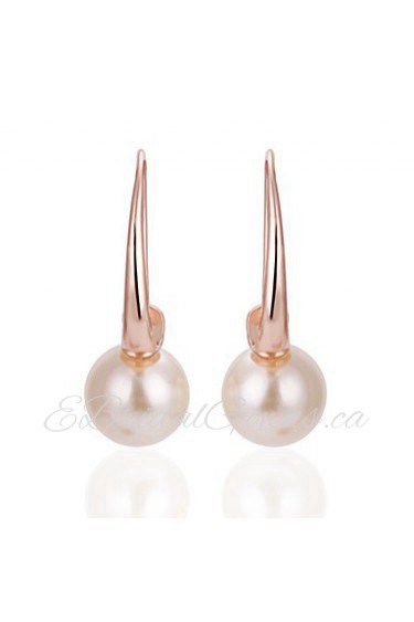 Unique Rose Gold Plated Round Pearl Earrings(More Colors)