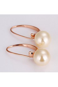 Unique Rose Gold Plated Round Pearl Earrings(More Colors)