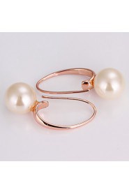 Unique Rose Gold Plated Round Pearl Earrings(More Colors)