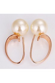 Unique Rose Gold Plated Round Pearl Earrings(More Colors)