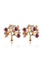 Sweet Shining Fruit Tree Shape Color Diamond Earrings