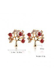 Sweet Shining Fruit Tree Shape Color Diamond Earrings