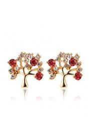 Sweet Shining Fruit Tree Shape Color Diamond Earrings