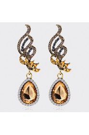 Fashion Angel Wings Champagne Crystal tTeardrop-shaped Earrings