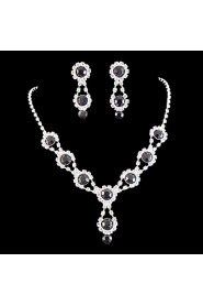 Wedding Bridal Bridesmaid Crystal Necklace Earrings Jewelry Set