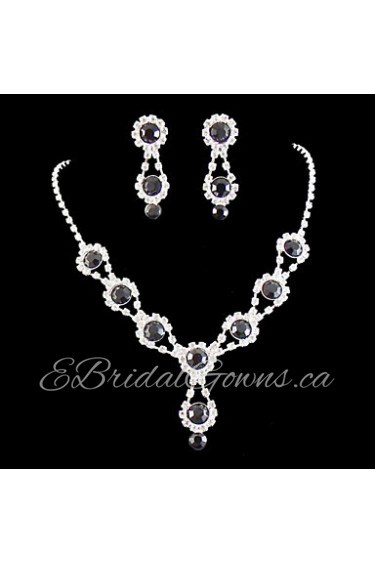 Wedding Bridal Bridesmaid Crystal Necklace Earrings Jewelry Set