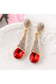 Temperament Maiden Water Droplets Shape Sapphire Earrings Bridal Accessories