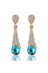 Temperament Maiden Water Droplets Shape Sapphire Earrings Bridal Accessories