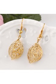 Fashion Hollow Out Metal Leaves Earrings