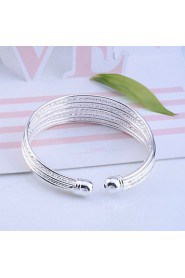 Fashion Alloy Silver Plated Carve Wire Bracelet Cuff