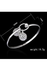 Fashion Sterling Silver Plated Rose Bangle Women's Bracelet