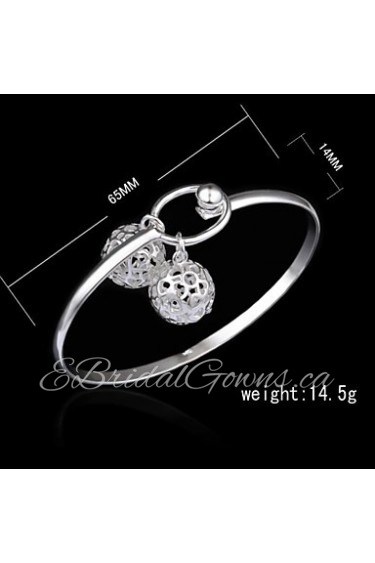 Fashion Sterling Silver Plated Rose Bangle Women's Bracelet