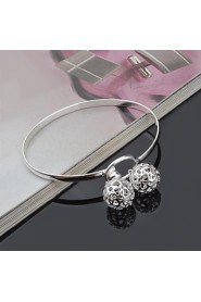 Fashion Sterling Silver Plated Rose Bangle Women's Bracelet