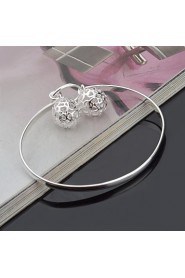 Fashion Sterling Silver Plated Rose Bangle Women's Bracelet