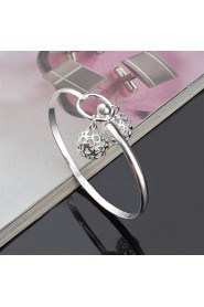 Fashion Sterling Silver Plated Rose Bangle Women's Bracelet