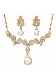 Fashion Angel Wings Pearl Flower Type Temperament Jewelry Sets