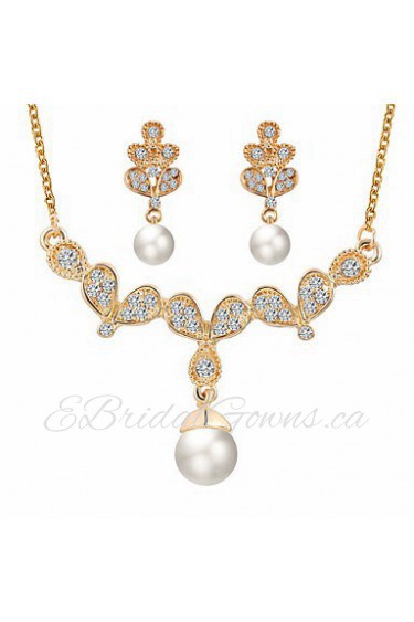 Fashion Angel Wings Pearl Flower Type Temperament Jewelry Sets