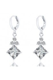 Luxury Popular Diamond Shape Transparent Zircon Earrings