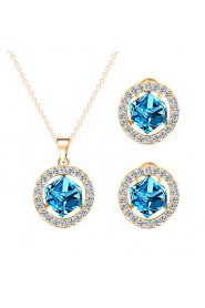 Maiden Blue Crystal Ocean Star Bright Clavicle Chain Jewelry Sets