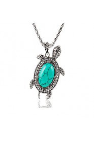 Fashion Metal Little Turtle Turquoise Silver Alloy Pendant Necklace + Earrings + Bracelet Three-piece