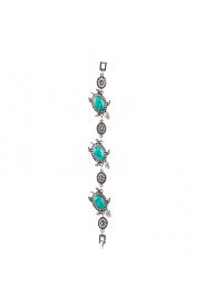 Fashion Metal Little Turtle Turquoise Silver Alloy Pendant Necklace + Earrings + Bracelet Three-piece