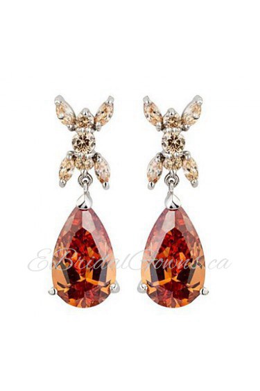 Brass With Cubic Zirconia Drop Earrings (More Colors)