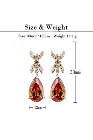 Brass With Cubic Zirconia Drop Earrings (More Colors)