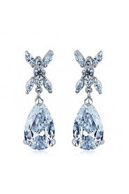 Brass With Cubic Zirconia Drop Earrings (More Colors)