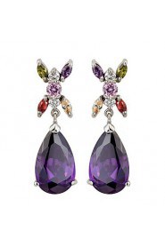 Brass With Cubic Zirconia Drop Earrings (More Colors)