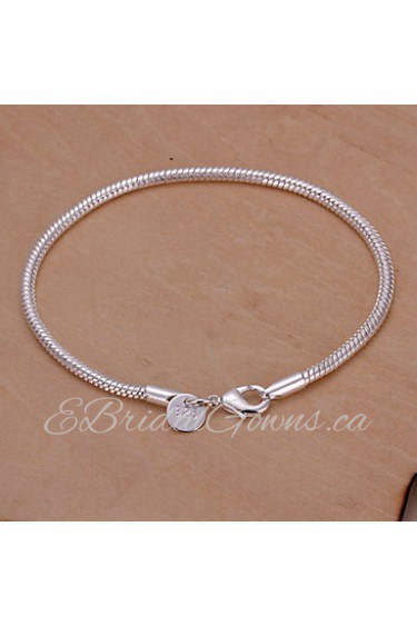 Siver Plated Round Copper Chain Bracelet