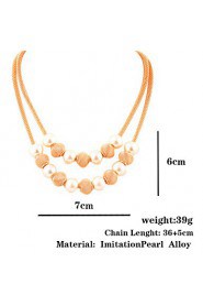 Pearl Metal Ball Double Alloy Necklaces