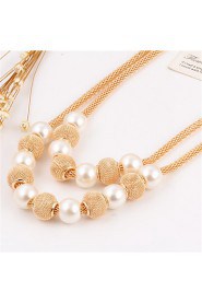 Pearl Metal Ball Double Alloy Necklaces