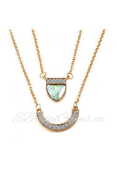 Hearts Rhinestones Halfmoon Bend Double Necklaces