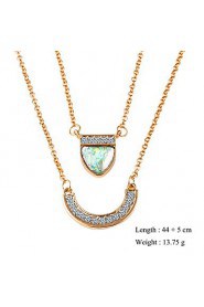 Hearts Rhinestones Halfmoon Bend Double Necklaces