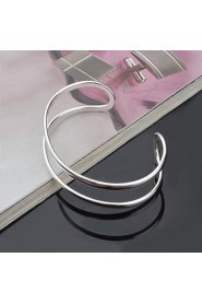 Fashion Sterling Silver Plated Wave Bangle Women's Bracelet