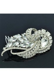 Alloy Clear Rhinestone Women Wedding Prom Flower Girl Leaves Flower Hair Comb